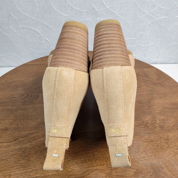 Toms Womens Kelsey Booties 6 Beige Leather Suede Round Toe Slip On Ankle Wedge - Picture 10 of 13